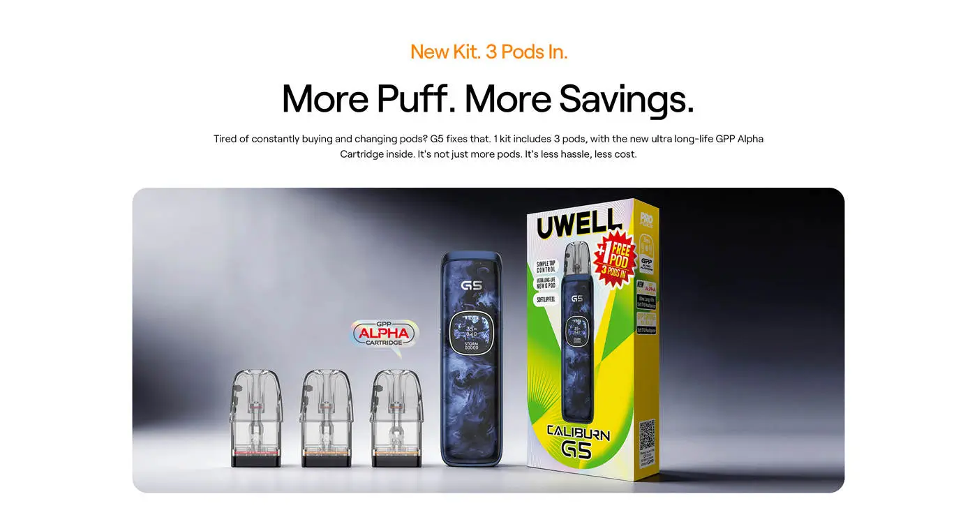 Uwell Caliburn G5 Pod System Kit 1600mAh 3ml (Max 35W)
